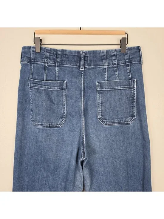 Maeve Size 32T Tall The Colette Crop High Rise Wide Leg Jeans Blue - Picture 7 of 13